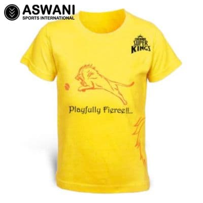 Chennai Super Kings CSK Official IPL Playfully Fierce Kids T-Shirt (Yellow)