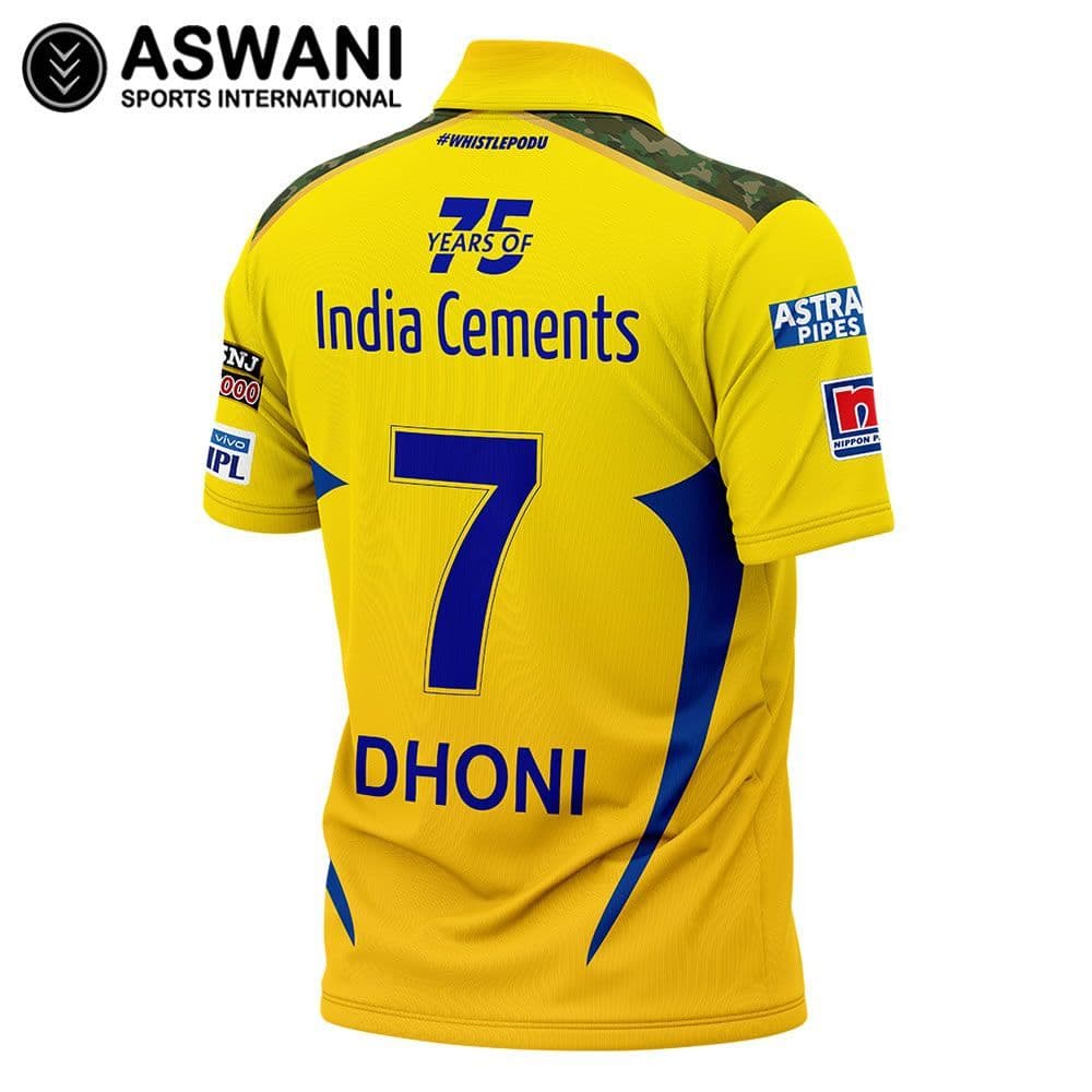 Chennai Super Kings Match Jersey CSK Kids DHONI Replica Edition Shirt ...