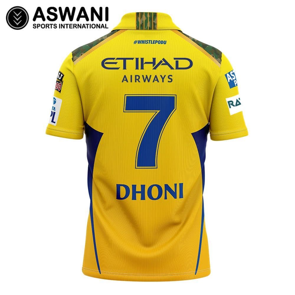 Chennai Super Kings Match Jersey CSK Mens DHONI Player Edition Shirt ...