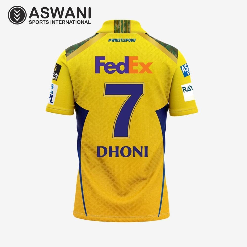 Chennai Super Kings Match Jersey CSK Mens DHONI Player Edition Shirt ...