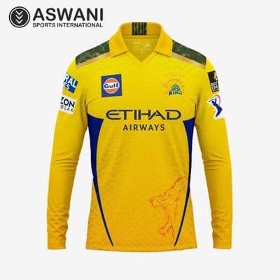Chennai Super Kings Match Jersey, CSK Mens Player Edition Shirt Long Sleeve, Tata IPL 2025