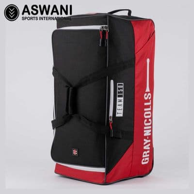 Gray Nicolls Team 150 Cricket Wheelie Kit Bag, Black/Red