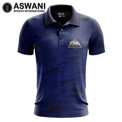 Gujarat Titans Elite Polo, Official Tata IPL Shirt, Navy Camo
