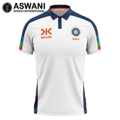 Killer India Cricket BCCI Travel Polo Shirt, Replica Edition, White 2023