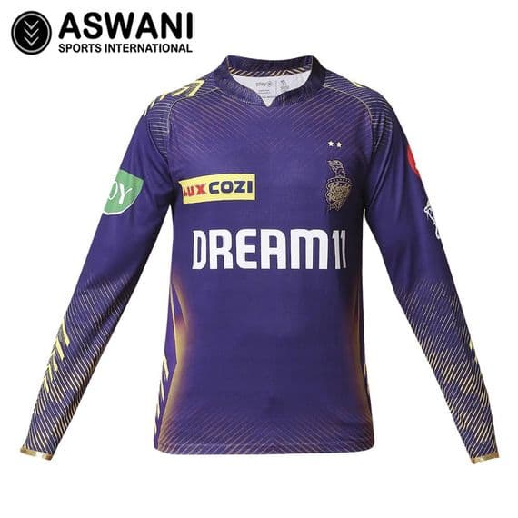 Kolkata Knight Riders Match Jersey, KKR Mens Player Edition Shirt, Tata IPL 2024, Long Sleeve