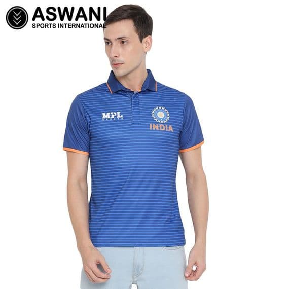 MPL India Cricket Polo Shirt, Striped Fan Edition 2022