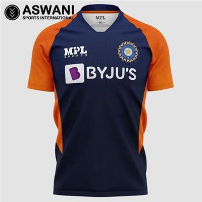 MPL India Cricket Training Jersey, Navy/Orange, Fan Edition 2022