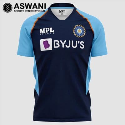 MPL India Cricket Training Jersey, Navy/Sky, Fan Edition 2022