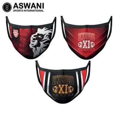 Official Kings XI Punjab KXIP IPL Reusable Face Mask / Covering, Set of 3