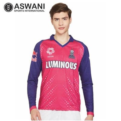 Rajasthan Royals Match Jersey, RR Mens Long Sleeve Player Edition Shirt, Tata IPL 2024