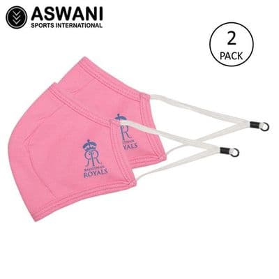 Rajasthan Royals Official IPL Pink Reusable Face Mask / Covering, Pack of 2