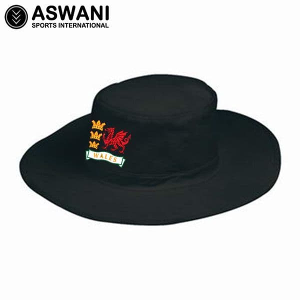 Wales Seniors Cricket Wide Brim Sun Hat Black