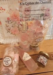 Ensemble liqueur + nougats + confit aromatisés à la rose