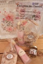 Ensemble Sel + crème de liqueur + confit aromatisés à la rose