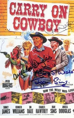 Carry On Cowboy Autograph Signed Postcard - Dale, Sims & Douglas