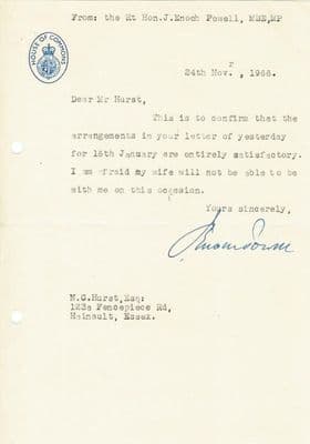 Enoch Powell Typed Letter Signed