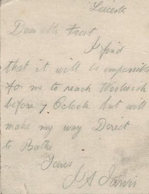 John Jarvis Autograph Signed Note - Swimmer