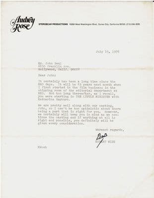 Robert Wise Typed Letter Signed