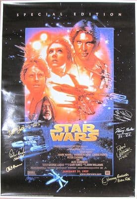 Star Wars Cast Signed Movie Poster - Signed by 7