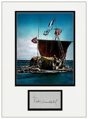 Thor Heyerdahl Autograph Display - Kon-Tiki