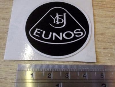 Badge, plastic, Eunos, retro style, 45mm, black/silver