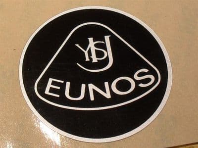 Badge, plastic, Eunos, retro style, 55mm, black/silver