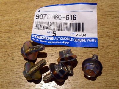 Bolt & washer, M6, Mazda MX-5 mk1, 16mm, pack of 5, 907860616