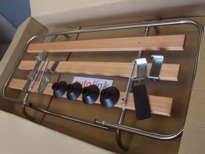 Boot / luggage rack, stainless steel & wood, Nissan Figaro, s/s, with fitting kit