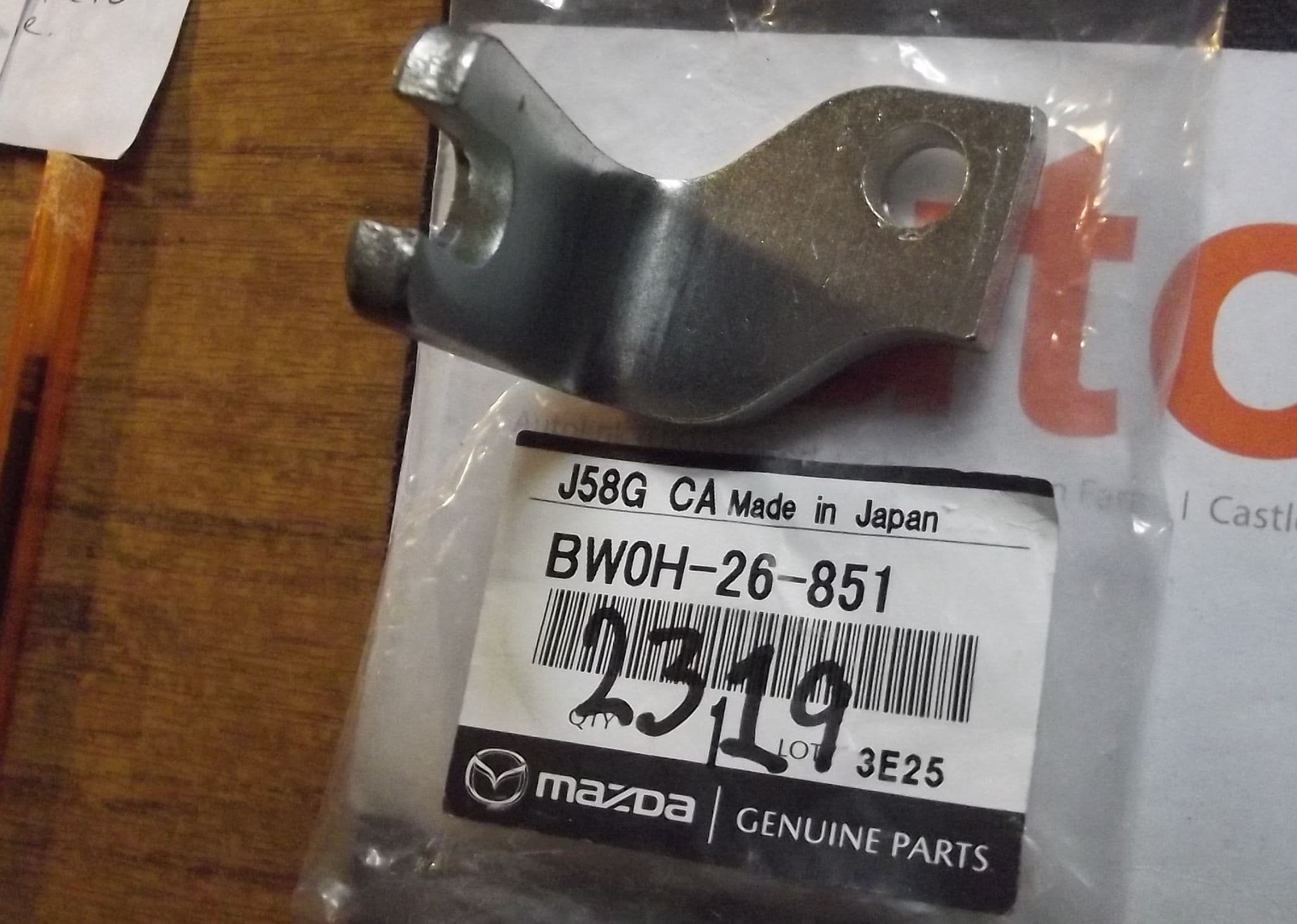 Bracket handbrake cable to caliper r/h Mazda MX5 mk1 & mk2 right hand