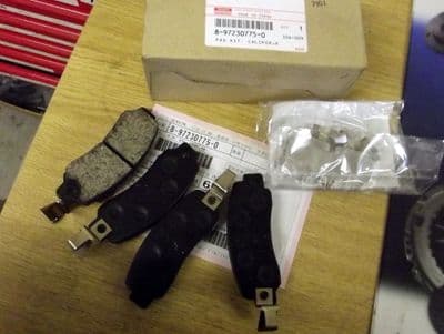 Brake pads, rear, Isuzu 117 Coupe, 1.8 & 2.0, 1969-82, genuine, 8-97230775-0