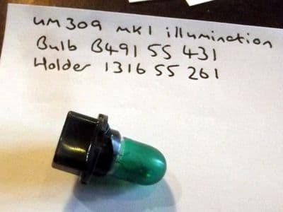 Bulb, Mazda MX-5 mk1 instrument panel illumination, with holder, 3.4w, green, B49155431, USED