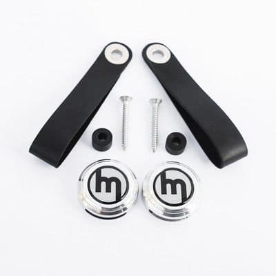 Door pull set, vintage silver / leather, Mazda MX-5 mk1, JASS Performance