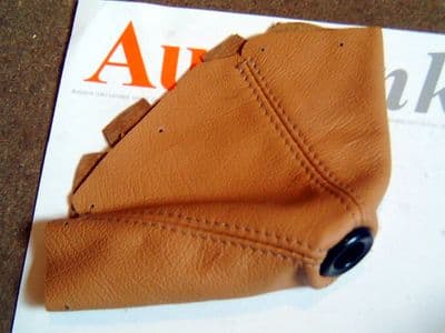 Gear lever gaiter with top ring, tan leather, Mazda MX-5 mk1