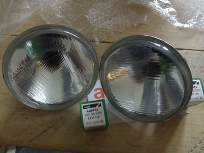 Headlamp units, 7'' halogen, flat glass, Mazda MX-5 mk1, etc. set of 2 with bulbs, RHD