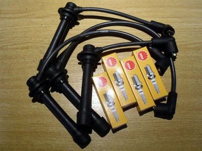HT lead and Spark plug set, Mazda MX-5 mk1, NGK plugs, black leads