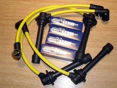 HT leads and Spark plug set, yellow, Mazda MX-5 mk1