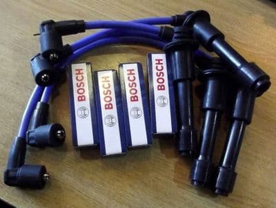 HT leads & Bosch spark plugs, 8mm, blue set, Mazda MX-5 mk1 & mk2, 1.6 & 1.8, mk2.5 1.6