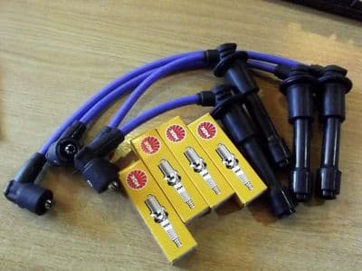 HT leads & NGK spark plugs, 8mm, blue set, Mazda MX-5 mk2, 1.6 & 1.8, mk2.5 1.6