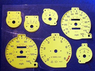 Instrument dial set, yellow, MX-5 mk1