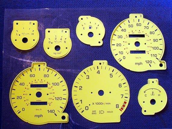 Instrument dial set, yellow, MX-5 mk1