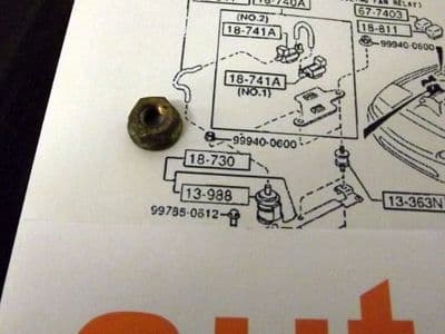 Nut, M6, relay & solenoid mount, etc, MX-5, 999400600, USED