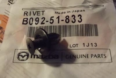 Rivet, rear mudflap, genuine Mazda MX-5 mk2.5, 2001-05, B09251833