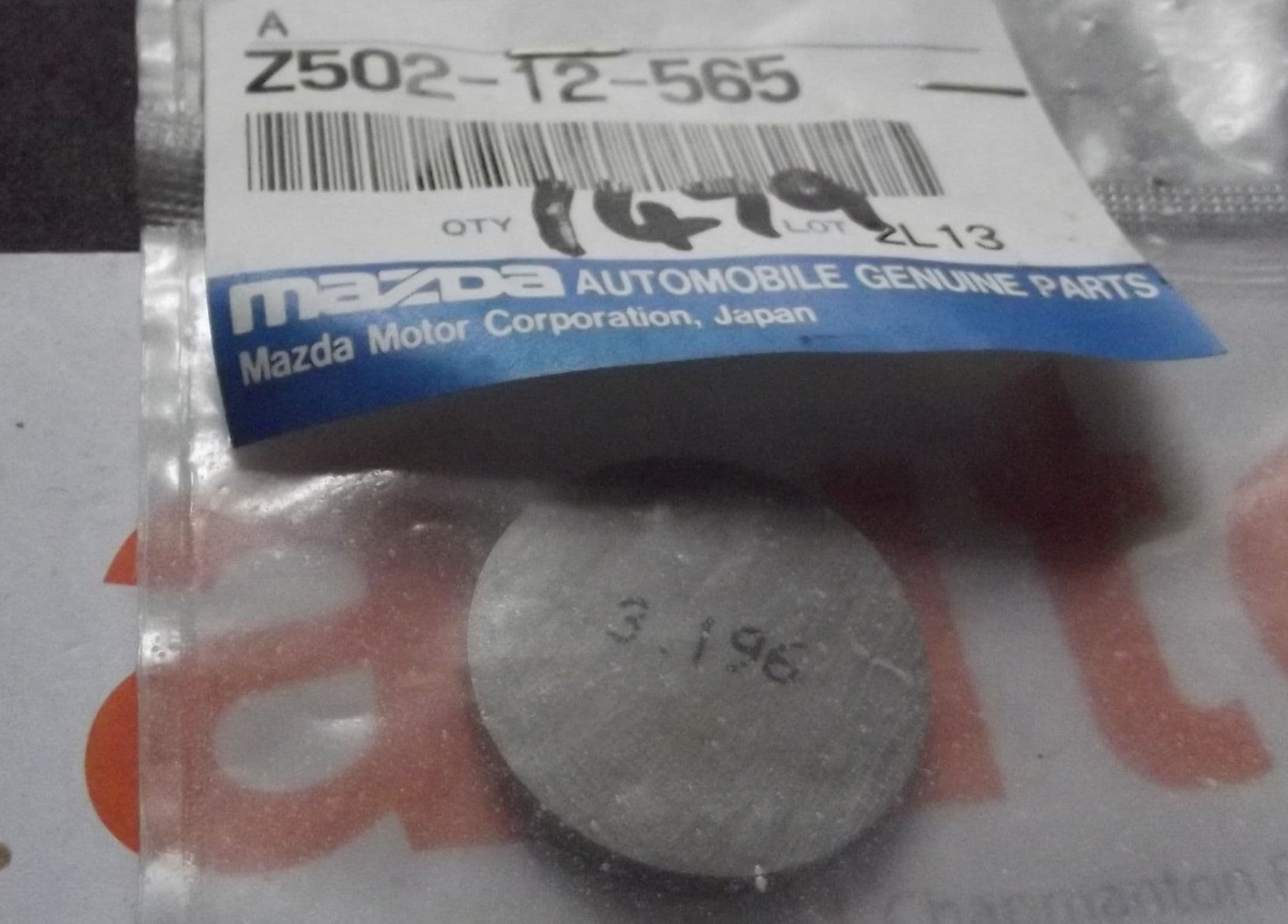 まへ Shim valve / tappet clearance Mazda MX-5 mk2 & mk2 5 3 196 Z50212565