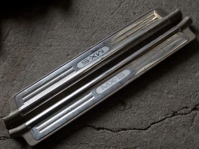 Sill plates, stainless, Mazda MX-5 mk2 Icon, beige interior, MX5 logo, USED