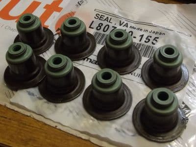Valve stem oil seal set, exhaust, genuine Mazda MX-5 mk3, L80710155, 2005-14, set of 8