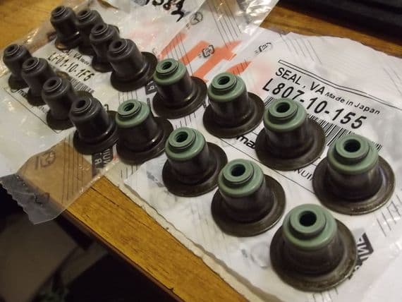 Valve stem oil seal set, inlet & exhaust, genuine Mazda MX-5 mk3, 2005-14, set of 16