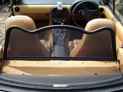 Wind deflector, black mesh windblocker, MX-5 mk1 & mk2, V shape, NEW