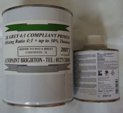 2 Pack 2K Grey Primer Kit 1L & 250ml Activator / Hardener