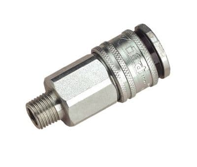 Air Hose Coupling Body Male 1/4 inch BSP Thread High Flow Chrome