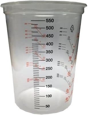 Clear Plastic Car Paint Mixing Cups x 50 600ml